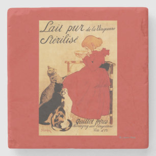 Dessous-de-verre En Pierre Fille de lait de Vingeanne avec des chats