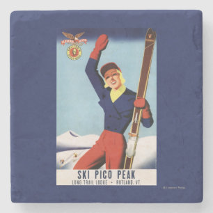 Dessous-de-verre En Pierre Fille flexible de ski de Pin- d'insecte