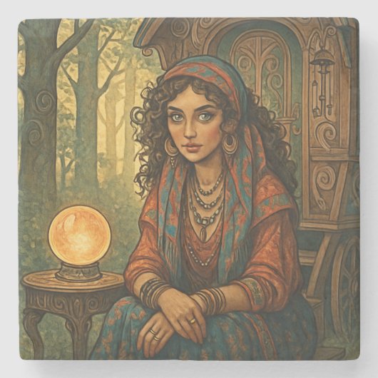 Dessous-de-verre En Pierre Fille gitane (Devant)