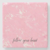 Dessous-de-verre En Pierre Fille Marbre blanc rose (Devant)