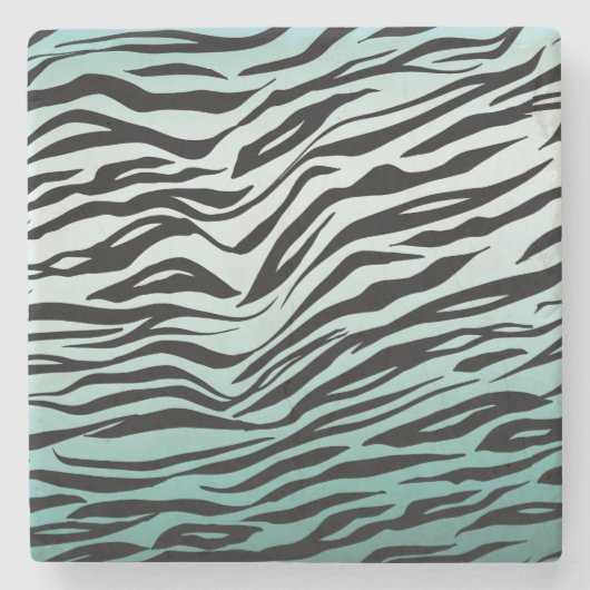 Dessous-de-verre En Pierre Fille Mint Ombre Black Zebra Impression (Devant)