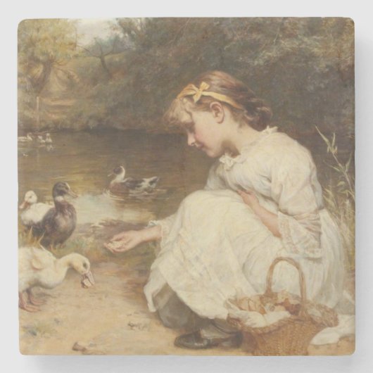 Dessous-de-verre En Pierre Fille nourricière canards (par Frederick Morgan) (Devant)