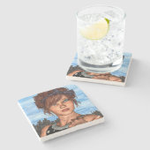 Dessous-de-verre En Pierre Fille Rétro (Côté)