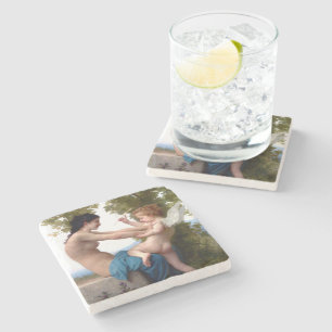 Dessous-de-verre En Pierre Fille Se Défendant Contre La Peinture Cupidante Er