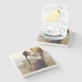 Dessous-de-verre En Pierre Fille soif buvant d'un Jug (Paysage rural) (Côté)