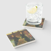 Dessous-de-verre En Pierre Filles ramassant des feuilles d'automne pour un fe (Côté)