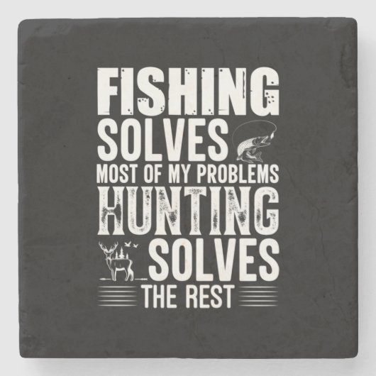 Dessous-de-verre En Pierre Fisher Fishing Solves Most Of My Problems (Devant)