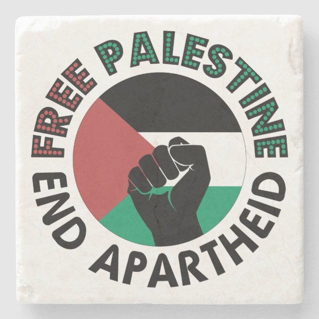 Dessous-de-verre En Pierre Flag de la Palestine (Devant)