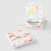 Dessous-de-verre En Pierre Flamant rose motif aquarelle, design dynamique. (Côté)