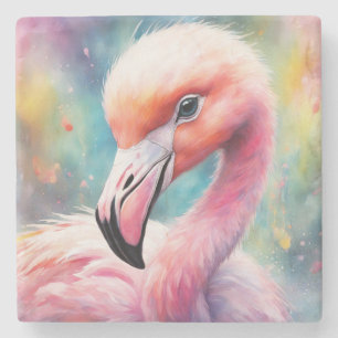 Dessous-de-verre En Pierre Flamant rose Rainbow Birds 2