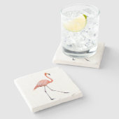 Dessous-de-verre En Pierre Flamant rose rose (Côté)