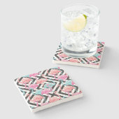 Dessous-de-verre En Pierre Flamants roses sur le Motif de conception en gras (Côté)