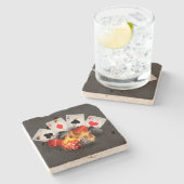 Dessous-de-verre En Pierre Flame Poker Casino Black (Côté)