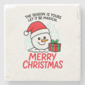 Dessous-de-verre En Pierre Flaming Snowman Christmas Festive Drink (Devant)