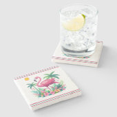 Dessous-de-verre En Pierre Flamingo rose tropicale/Floride (Côté)