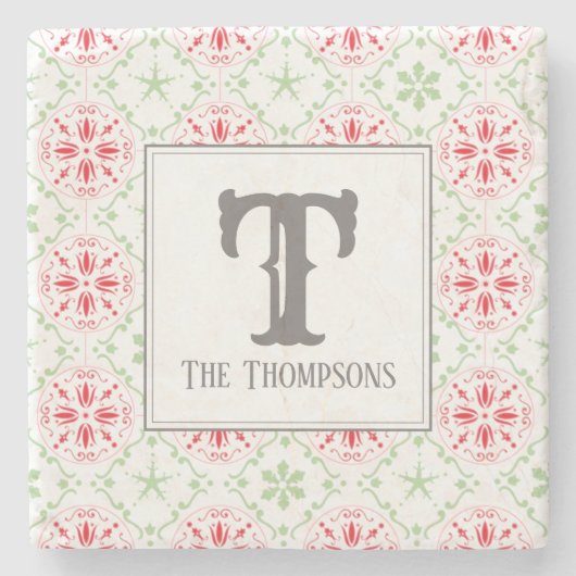 Dessous-de-verre En Pierre Flammes de neige tendance Noël rouge (Devant)