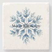 Dessous-de-verre En Pierre Flèche de neige bleu blanc d'hiver (Devant)