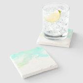 Dessous-de-verre En Pierre Flèches Abstraites vert et bleu (Côté)