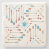 Dessous-de-verre En Pierre Flèches Boho et Sun V11 Sq ID748 (Devant)