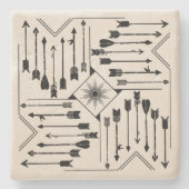 Dessous-de-verre En Pierre Flèches Boho et Sun V12 Sq ID748 (Devant)