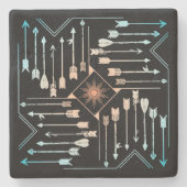 Dessous-de-verre En Pierre Flèches Boho et Sun V1 ID748 (Devant)