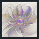 Dessous-de-verre En Pierre Fleur d'art Abstrait, énergique et coloré<br><div class="desc">Une puissante fleur d'imaginaire multicolore,  unique art fractal floral. Conception pour votre dessous de verre en pierre carré et plus encore.</div>