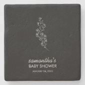 Dessous-de-verre En Pierre Fleur d'art en ligne élégant noir (Devant)