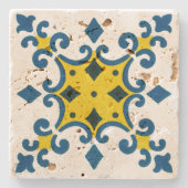 Dessous-de-verre En Pierre Fleur De Lis Azulejo Motif (Devant)