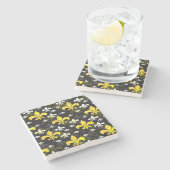 Dessous-de-verre En Pierre Fleur De Lis Blanc Jaune (Côté)