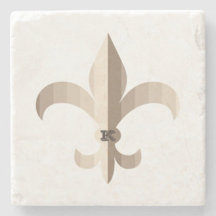 Dessous-de-verre En Pierre Fleur de lis rayée