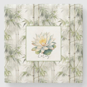Dessous-de-verre En Pierre Fleur de Lotus Bambou  