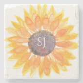 Dessous-de-verre En Pierre Fleur de monogramme (Devant)