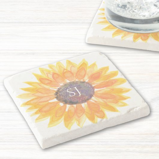 Dessous-de-verre En Pierre Fleur de monogramme