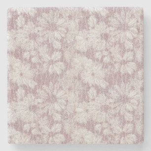 Dessous-de-verre En Pierre Fleur de Pâquerette Velouté Rose Poussiéreuse