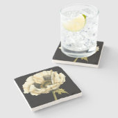 Dessous-de-verre En Pierre Fleur de pavot à crème sur Arrière - plan noir (Côté)