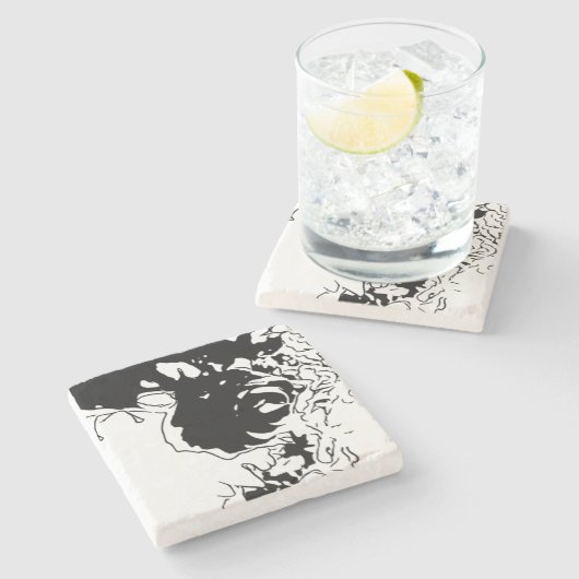 Dessous-de-verre En Pierre Fleur Doodle (Côté)