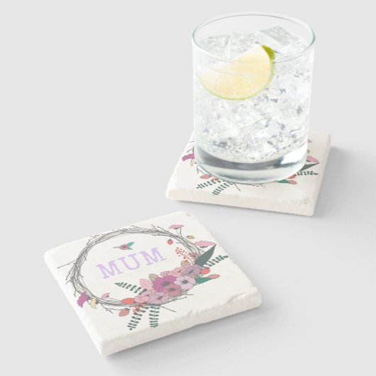 Dessous-de-verre En Pierre Fleur mère (Côté)