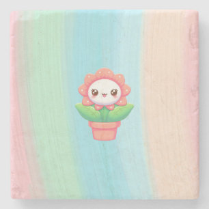 Dessous-de-verre En Pierre Fleur mignonne, capricieuse en pot