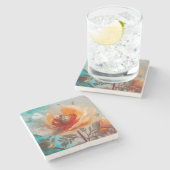Dessous-de-verre En Pierre Fleur orange délicate (Côté)