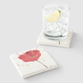 Dessous-de-verre En Pierre Fleur peinte 2 de pavot d'aquarelle (Côté)