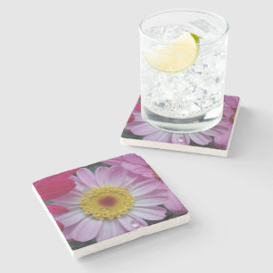 Dessous-de-verre En Pierre Fleur rose et jaune