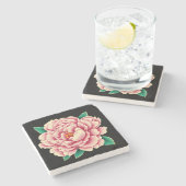 Dessous-de-verre En Pierre Fleur rose vintage (Côté)