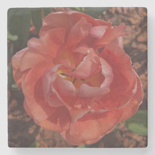 Dessous-de-verre En Pierre fleur rouge  (Devant)