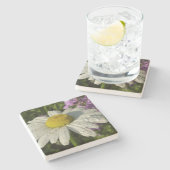Dessous-de-verre En Pierre Fleur sauvage Daisy et Summer Lilac (Côté)