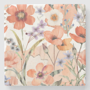Dessous-de-verre En Pierre Fleur sauvage en terre cuite Boho Rustique Boho Ac