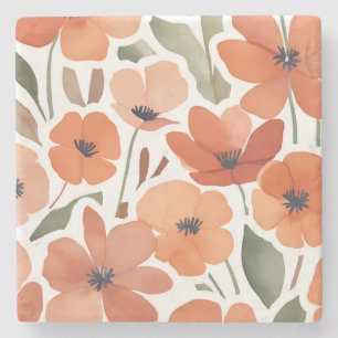 Dessous-de-verre En Pierre Fleur sauvage en terre cuite Boho Rustique Boho Ac