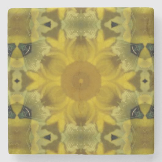 Dessous-de-verre En Pierre Fleur soleil éclate dorée (Devant)