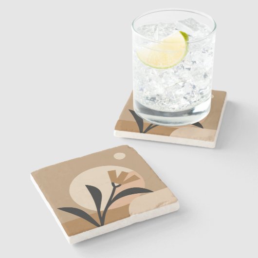 Dessous-de-verre En Pierre Fleur Sun Boho (Côté)