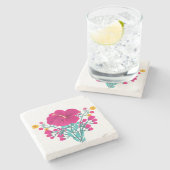 Dessous-de-verre En Pierre Fleurs (Côté)