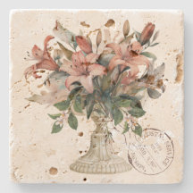 Fleurs aquarelles françaises élégantes avec tampon